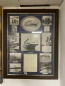 RMS TITANIC FRAMED HISTORY OF EVENTS, 59 X 79CMS