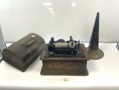 AN EDISON STANDARD PHONOGRAPH IN OAK CASE AND WITH HORN