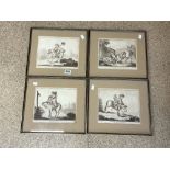A SET OF FOUR BLACK AND WHITE ENGRAVINGS - 18TH CENTURY HAMUROUS HORSE SYMPTOMS LATER FRAMES, 22 X