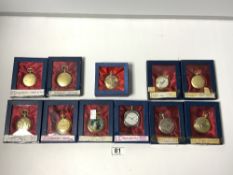 ELEVEN POCKET WATCHES IN BOXES