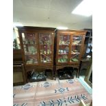 TWO REPRODUCTION INLAID MAHOGANY EDWARDIAN STYLE ASTRAGAL GLAZED DISPLAY CABINETS, 98 X 190CMS