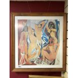 ABSTRACT PRINT OF NUDE FIGURES, 51 X 55CMS