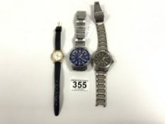 TWO GENT'S SEIKO WATCHES, SOLAR 100M, KINETIC TITANIUM 100M W/O WITH A LADIES ACCURIST WATCH