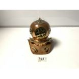 A MINIATURE COPPER AND BRASS COPY OF A VICTORIAN DIVERS HELMET