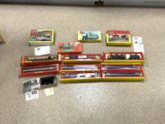 HORNBY BOXED TRAIN AND TENDER, BOXED HORNBY CARRIAGES, AIRFIX (ESSO TANK WAGON) FOUR BOXED HELJAN