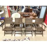 FOUR TEAK FOLDING GARDEN CHAIRS