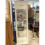 LARGE PAINTED CREAM WALL MOUNTED DRESSING MIRROR, 180 X 57CMS