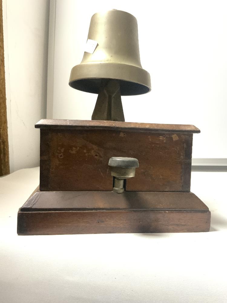 ANTIQUE MAHOGANY ELECTRIC RAILWAY BELL - WALL MOUNTED AND AN OAK SMOKERS CABINET - Image 4 of 4
