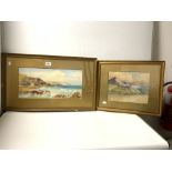 WATERCOLOUR OF ROCKY COASTAL SCENE, SIGNED WH BURROW, 47 X 22CMS, ANOTHER WATERCOLOUR, LAKE SCENE,