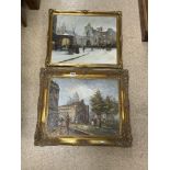 TWO OILS ON CANVAS, FRENCH STREET SCENES BOTH SIGNED, W RAYNE AND N. LONG BOTH IN GILDED FRAME, 64 X