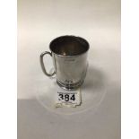 HALLMARKED SILVER CIRCULAR CHRISTENING MUG, 7CMS, 49GRAMS BY CRISFORD AND NORRIS LTD 1928