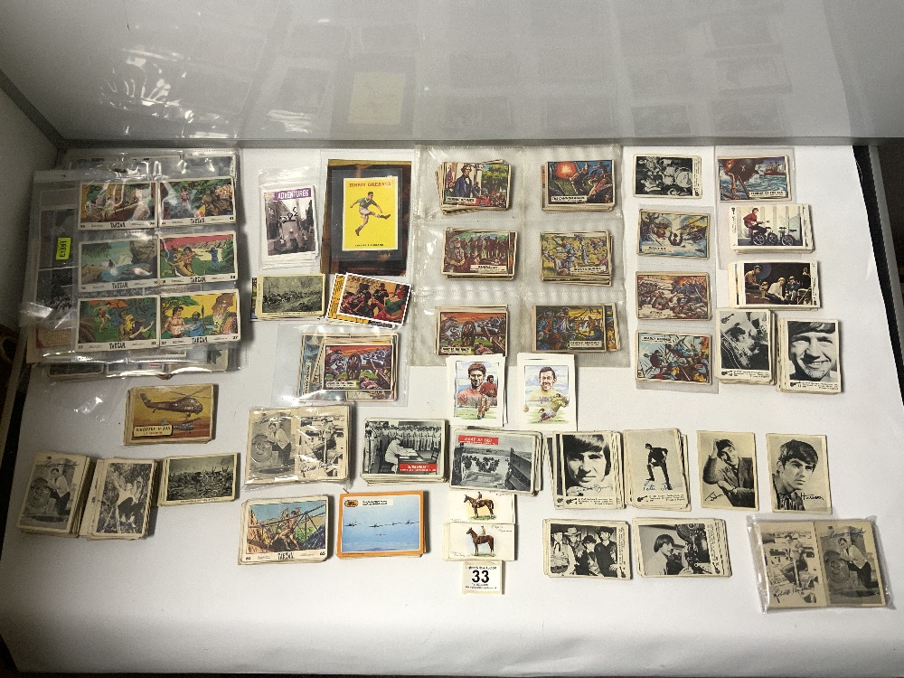 A QUANTITY OF 1960S/70S CHEWING GUM CARDS INCLUDES - 5 BEATLES CARDS, THE MONKEES, CIVIL WAR, ACTORS