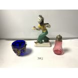 A GERMAN CERAMIC BLACKAMOOR FIGURE- SCHWARZBURGER WERKSTRATTON, SIGNED H.MEISEL, 30CMS AND A