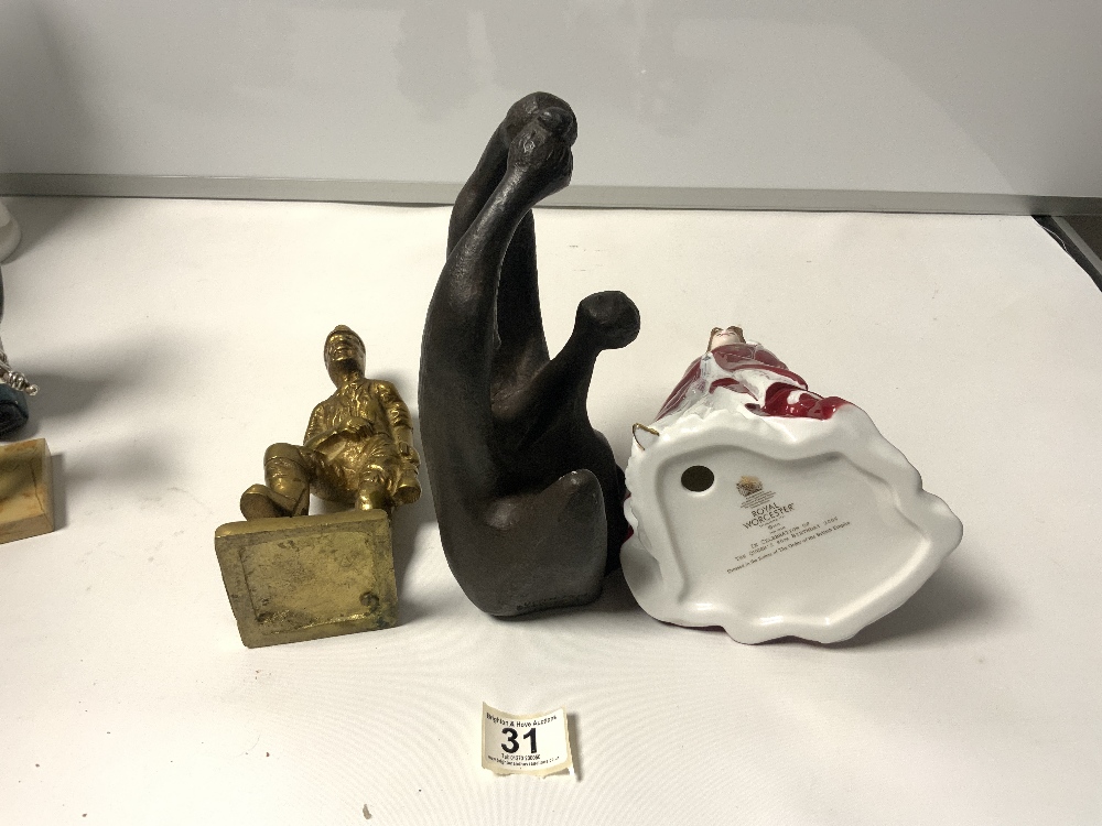 A RESIN SCULPTOR AFTER HENRY MOORE, 24CMS WOODEN BUDDHA CERAMIC COPS AND ROBBERS SALT AND PEPPER AND - Image 6 of 12