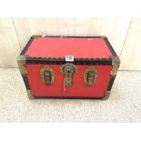 SMALL RED STORGAE TRUNK, 50 X 29 X 30CMS