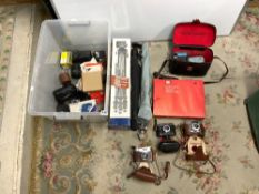 A VINTAGE BROWN PAXETTE CAMERA, HALINA SUPER 35MM CAMERA OTHER CAMERAS AND EQUIPMENT