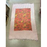 VINTAGE SILK THROW DECORATED WITH FLOWERS, 140 X 226C,S
