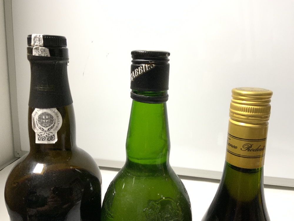 A BOTTLE OF BENEDICTINE LIQUOR, BOTTLE OF BRANDY, TAYLORS RESERVE POST, GINGER WINE AND BITTERS - Image 3 of 4