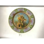 A 20TH CENTURY FRENCH CERAMIC FAIRY DECORATED PLATE, 35.5CMS