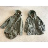 TWO VINTAGE PARKAS (MILITARY) SIZE 4 AND 5 1950S