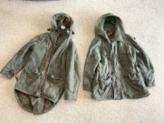 TWO VINTAGE PARKAS (MILITARY) SIZE 4 AND 5 1950S