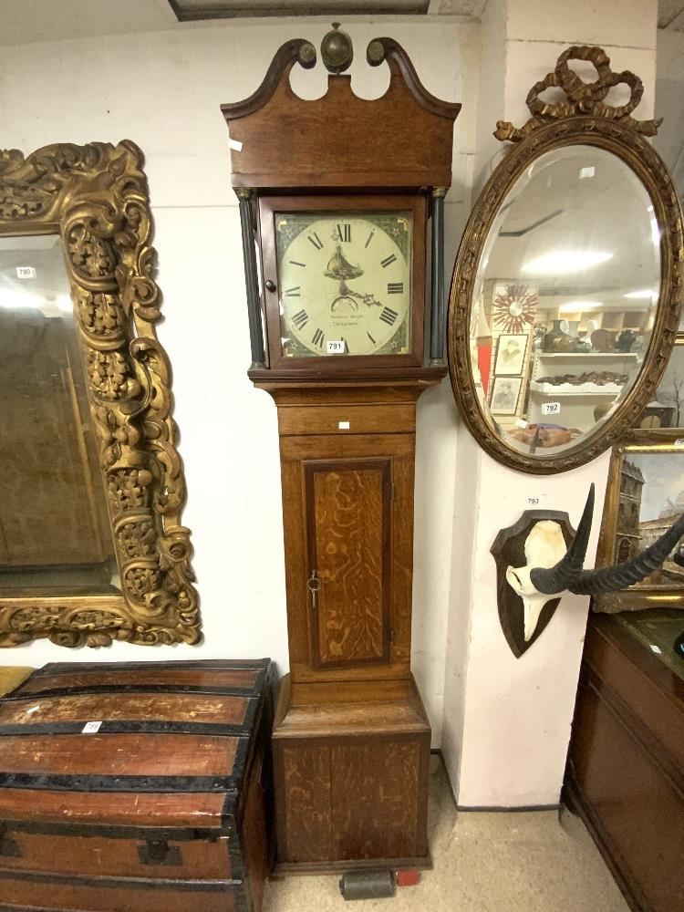 ANTIQUE OAK LONGCASE CLOCK DIAL ABRAHAM MARBE BRIDGEWATER