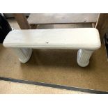 VINTAGE CONCRETE PAINTED GARDEN BENCH, 105CMS