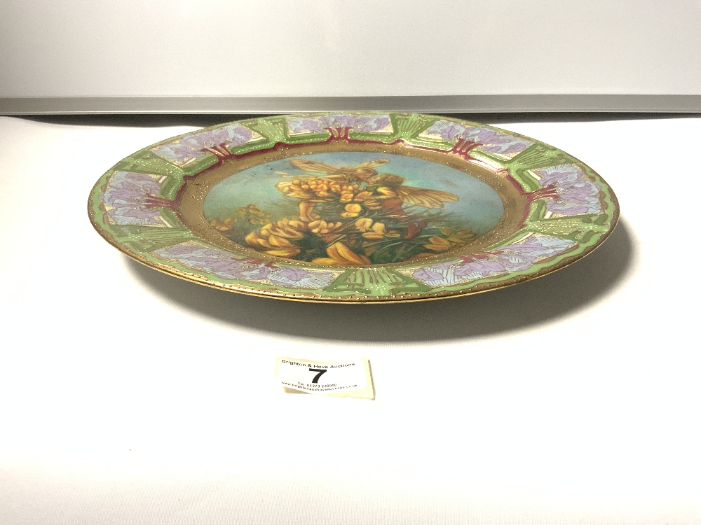 A 20TH CENTURY FRENCH CERAMIC FAIRY DECORATED PLATE, 35.5CMS - Image 2 of 5