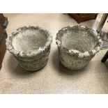 PAIR OF VINTAGE CONCRETE PLANTERS, 38CM DIAMETER