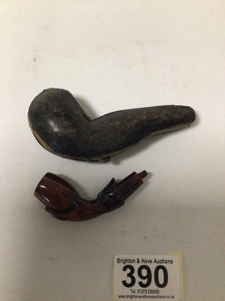 VINTAGE CASED MEERSCHAUM PIPE (HAND HOLDING PIPE) - Image 2 of 3