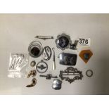 MIXED SILVER AND WHITE METAL ITEMS, BROOCHES, BUCKLE, EARRINGS, AND MORE