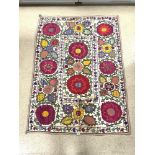 VINTAGE EMBROIDERY RUG, 170 X 127CMS