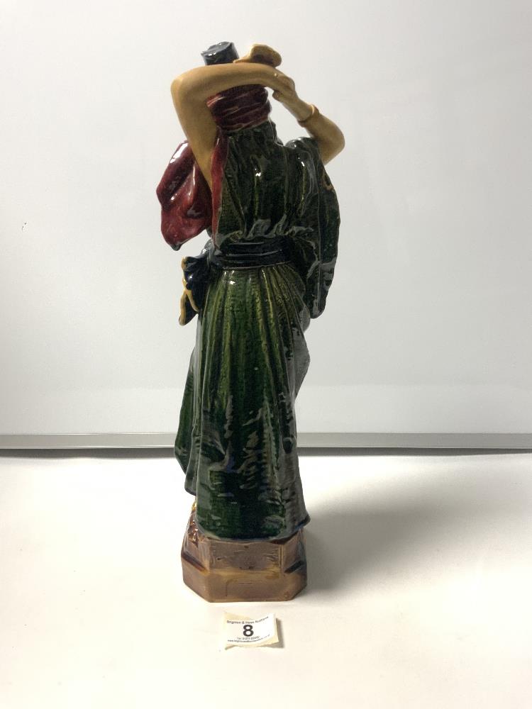 A 19TH CENTURY MAJOLICA POTTERY FIGURE - CONTINENTAL LADY IN A HEADDRESS - MARKED 4 1039 TO BASE, - Image 3 of 4