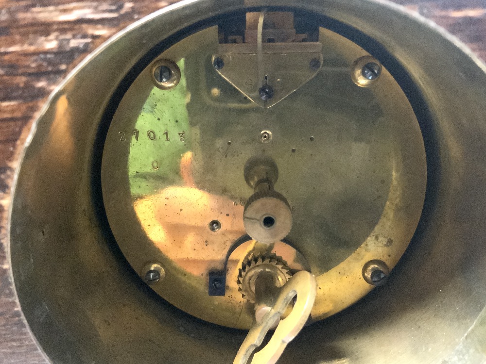 TWO EDWARDIAN MAHOGANY MANTLE CLOCKS, ONE WITH INLAID DECORATION - Image 6 of 7