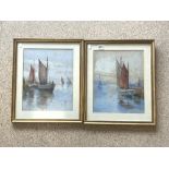 ETHIL HILL (1920S) PAIR OF WATERCOLOURS OF SAILING BOATS BOTH SIGNED, FRAMED AND GLAZED, 52 X 44CMS