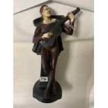 A 20TH CENTURY PLASTER FIGURE OF 'MEPHISTOPHELES' PLAYING A GUITAR, 44CMS