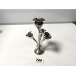 A SMALL HALLMARKED SILVER FOUR BRANCH TRUMPET EPERGNE - BIRMINGHAM 1915, MAKER - JOSEPH GLOSTER LTD,