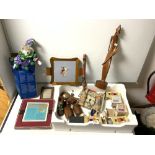 A BALI CURVED FIGURE, TWO BUSTS AND MIXED ITEMS, MAHJONG SET ETC