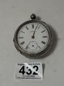 VICTORIAN HALLMARKED SILVER CASED POCKET WATCH, THE MOVEMENT BY WALTHAM MASS A/F