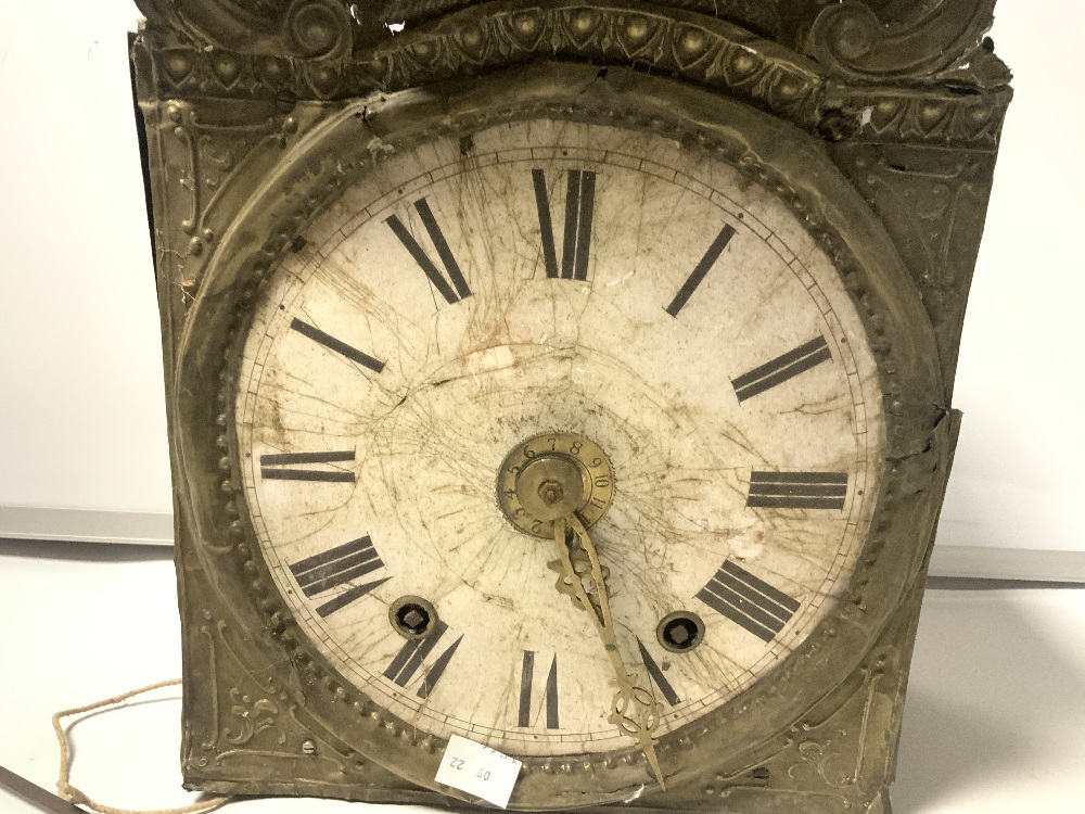 A LATE 19TH CENTURY FRENCH BRASS & ENAMEL DIAL LONGCASE CLOCK MOVEMENT (A/F) - Image 4 of 7