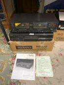 A TECHNICS (RS-T20) STEREO DOUBLE CASSETTE DECK SERIAL NO FN6L02M 010 WITH A TECHNICS (SL-PG580A) CD