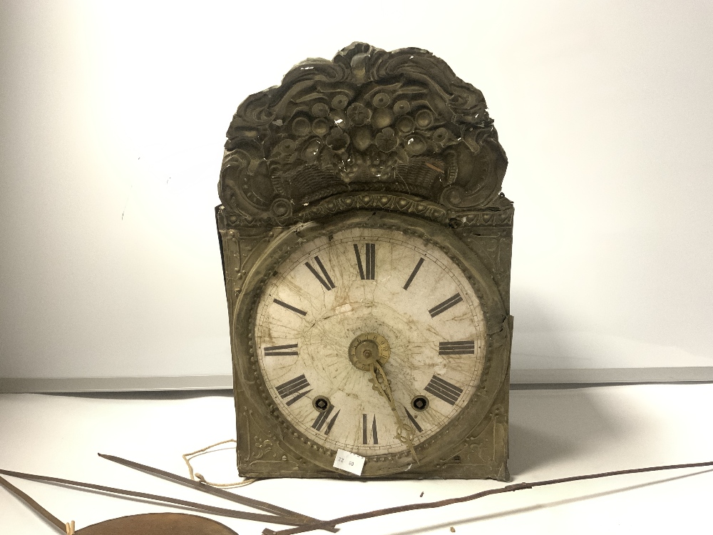 A LATE 19TH CENTURY FRENCH BRASS & ENAMEL DIAL LONGCASE CLOCK MOVEMENT (A/F) - Image 3 of 7