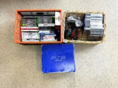 A PLAYSTATION 2 IN A BOX, PS2 GAMES, XBOX GAMES, AND ACCESSORIES