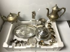 SILVER-PLATED MUFFIN DISH, ASH TRAY WITH COINS ATTACHED AND MORE
