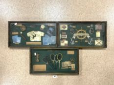 THREE 20TH CASED DISPLAYS OF - THE HISTORY OF TENNIS, BASEBALL, AND WELCOME ABOARD