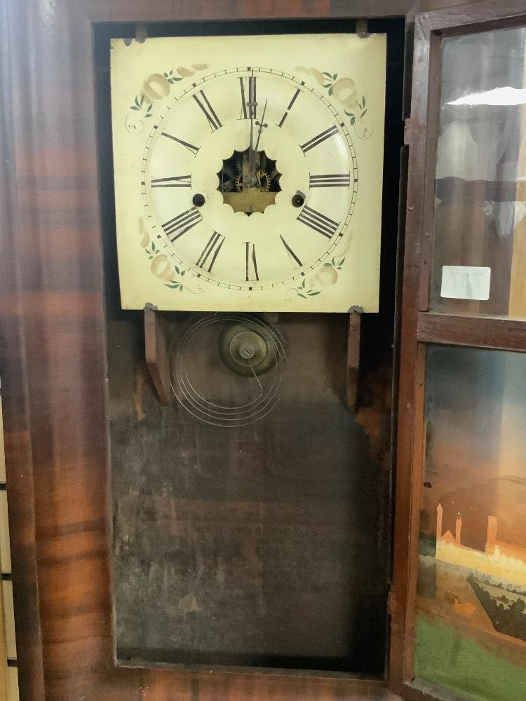 19TH CENTURY MAHOGANY CASED AMERICAN WALL CLOCK WITH WEIGHT DRIVEN MOVEMENT BY J. C BROWN - Image 5 of 5