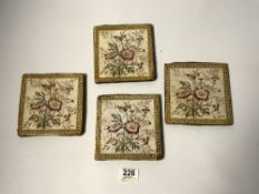 FOUR VICTORIAN TILES WITH FLORAL DECORATION