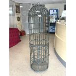 VINTAGE WROUGHT IRON WINE AND GLASS RACK, HOLDS 21 BOTTLES, 160CMS
