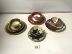 TWO SCHUMAN CUPS AND SAUCERS, AND TWO OTHER GERMAN CUPS AND SAUCERS
