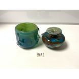 TWO MDINA GLASS VASES (UNSIGNED), 12.5CMS AND 11CMS